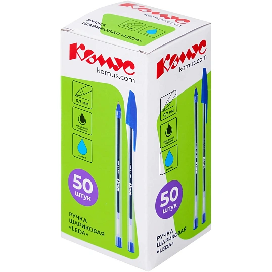 Ручка шариковая Комус Leda, д.ш. 1 мм, синяя