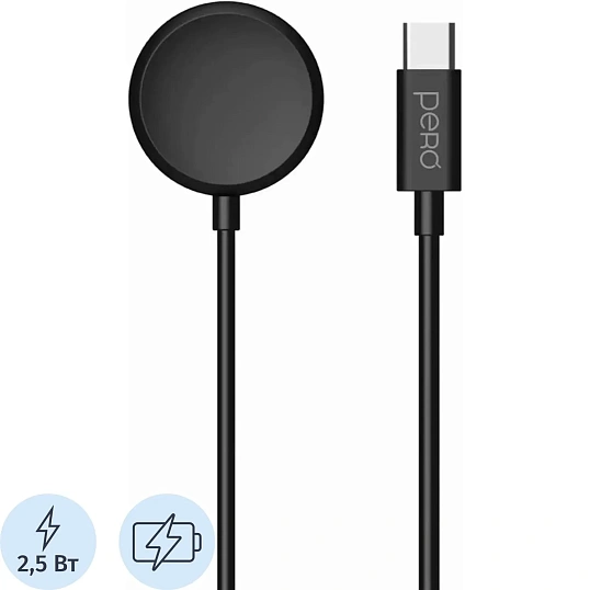 Зарядное устройство PERO беспр. TC20 USB-C для Galaxy Watch магнитн, черное