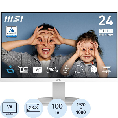 Монитор MSI PRO MP2412W 23.8 FHD VA ,HDMI 1.4,Tilt,100Hz,White,1y war-ty