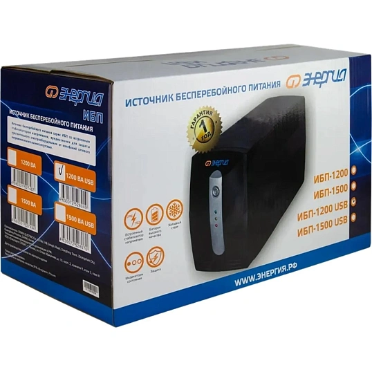 ИБП Энергия 1200 USB, лин.-инт., 1200ВА/720Вт, 3xEURO(Е0201-0051)