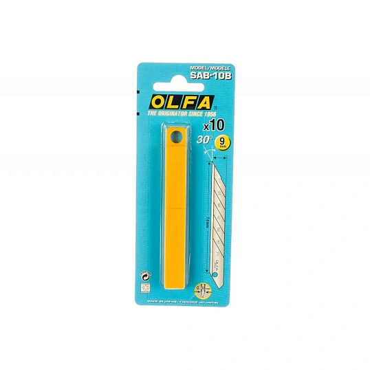 Лезвие OLFA сегментир.д/графич.работ,9мм,толщина 0,38мм, 10шт/уп OL-SAB-10B