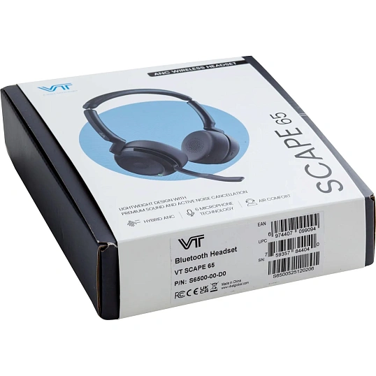 Гарнитура VT SCAPE 65, Дуо, Hi-Fi звук, 30м Bluetooth, ANC, чехол