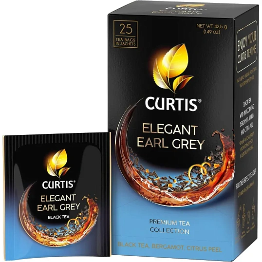 Чай Curtis Elegant Earl Grey черный, аромат, мелкий лист, 25 сашет