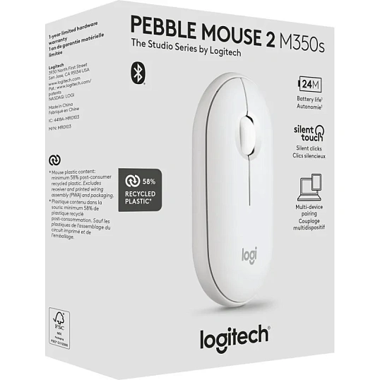 Мышь компьютерная Logitech беспр. M350S Pebble 2 BT TONAL WHITE 910-007013