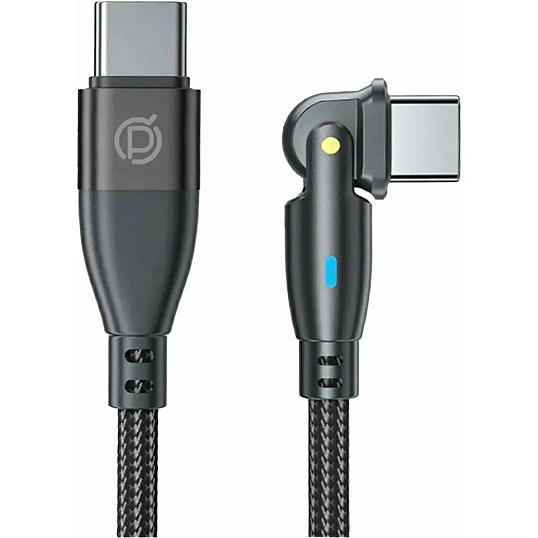 Кабель PERO DC13 ULTIMATE PD Type-C to Type-C, поворотный 180, 60W,1m,Black