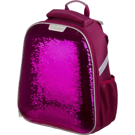 Ранец Basic Sparkle Pink,эргоном. спинка, двустор.пайетки фуксия/серебро