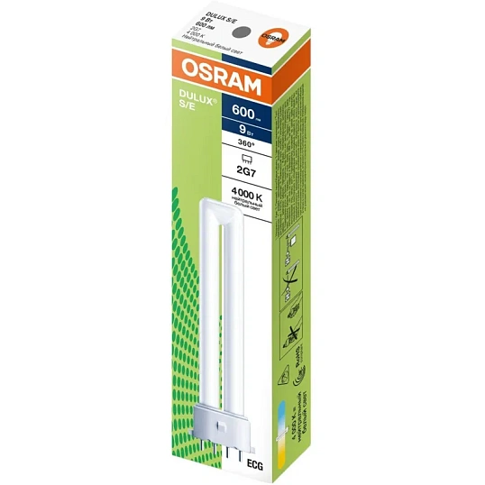 Лампа люминесцентная компакт. DULUX S/E 9W/840 2G7 OSRAM (123825)