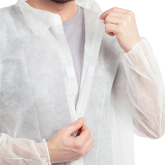 Халат на липучках 20гр/м2 р.XXXL, белый (10шт/упак),арт.406-878-004,к