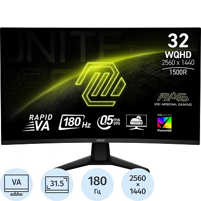 Монитор MSI MAG 32CQ6F 31,5 WQHD/VA Curve 1500R/2xHDMI/DP/180Гц