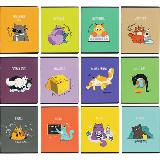 Тетрадь предметная набор Комус Класс  Котики 12 шт., 48., А5