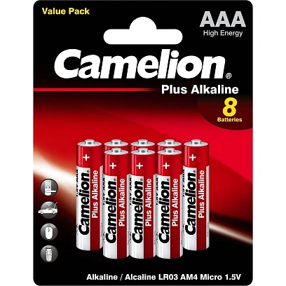 Батарейка Camelion Plus Alkaline BL8  AAA/LR03 (LR03-BP5+3) 8шт/уп