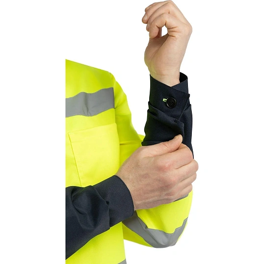 Костюм сигнальный летний муж (куртка,брюки) лс07 желт/т.син 96-100/182-188