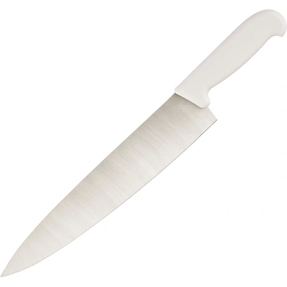 Нож поварской лез 300 мм  толщ 2 мм  3Cr13  белая пластиковая ручка