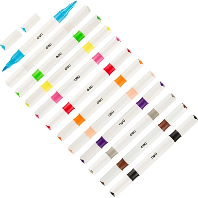 Набор акриловых маркеров Deli EC190-12, двустор, 12 цветов