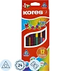 Карандаши цветные 24цв 12шт 3-гран,двустор с точилкой Kores 93212.
