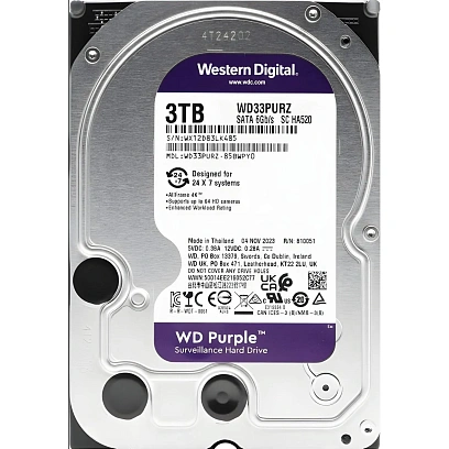 Жесткий диск WD Purple 3TB 3.5 SATA 5400rpm 256Mb (WD33PURZ)