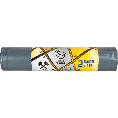 Мешки для мусора ПВД 300л 80мкм 5шт/рул серые 105х150см Титан