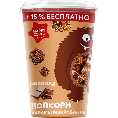 Попкорн Happy Corn воздушная кукуруза со вкусом шоколада, 100гx6шт/уп
