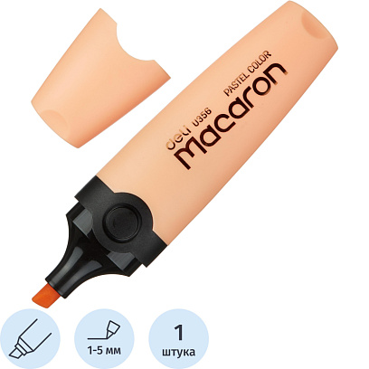 Маркер текстовыделитель Macaron, скошенный наконечник, 1-5 мм, оранжевый
