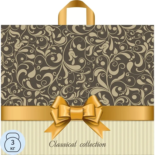 Пакет подарочный пластиковый Бежевый узор-пакет петлевой 34x40см арт.