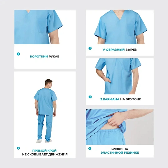 Костюм хирурга универс./м05-КБР,цв.глб. (р.60-62) р.170-176