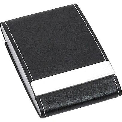 Визитница металлическая двухсторонняя (отд.искусств. кожа, 63х96 мм) 80105