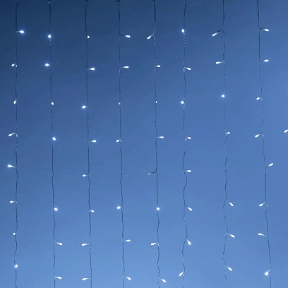 Электрогирлянда Дождь 2x3 м 600LED мерц. IP44 отсоед. нити, хол.бел.HD-YW03