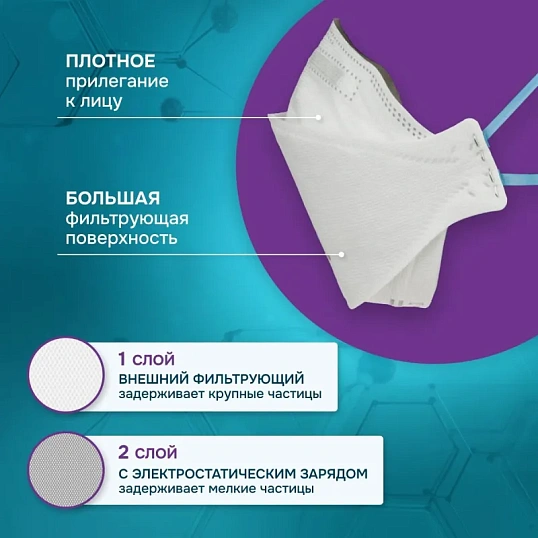Полумаска фильтрующая PHSV 3010 без кл FFP1 до 4ПДК 10шт/уп