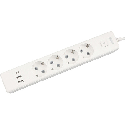 Удлинитель Power Cube, 4р/1.9м выкл.,3USB, 3.5кВт,16А,3x1,0 белый(PC-6-2M)