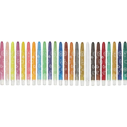 Мелки восковые M&G, круглые, выдвижной механизм, 24 цвета, в наб, для детей