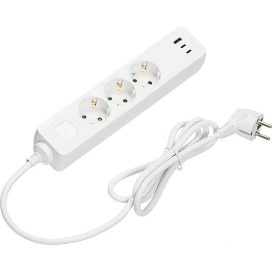 Сетевой фильтр BigTech CD3-1,4WU (3р/1,4м/USB-C/USB-A/16А/3680Вт белый)