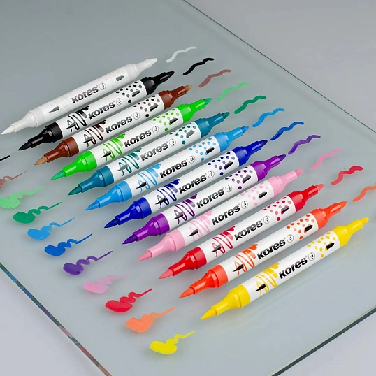 Набор маркеров Kreative Markers Acrylic duo tip пластиковый бокс 12цв,23121