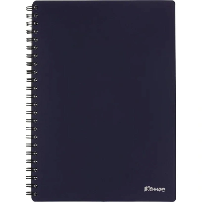 Бизнес-тетрадь Комус А5 100л, кл., обл.пластик, спираль, синяя Classic