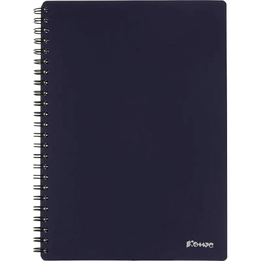 Бизнес-тетрадь Комус А5 100л, кл., обл.пластик, спираль, синяя Classic