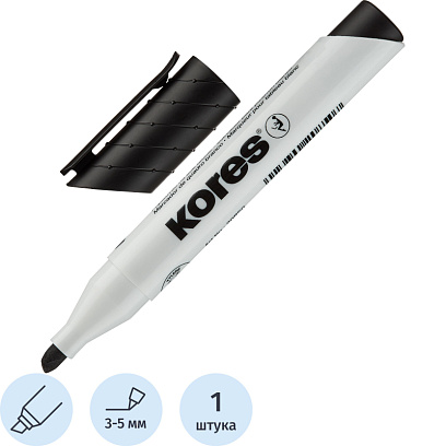 Маркер для белых досок KORES черный 3-5 мм скошенный наконечник '20850