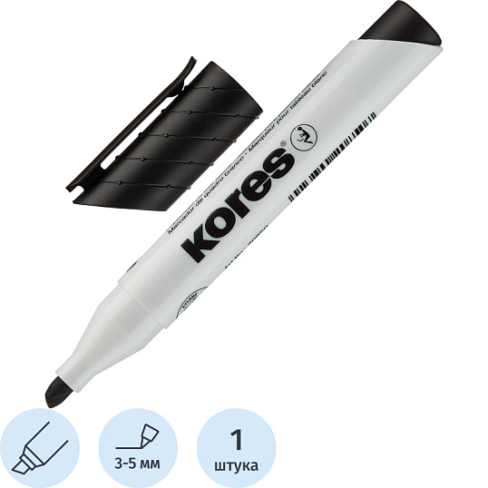 Маркер для белых досок KORES черный 3-5 мм скошенный наконечник '20850