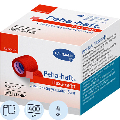 Бинт самофикс эласт 4м х 4см, красный, PEHA-HAFT