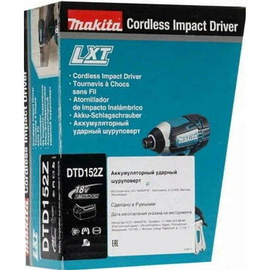 Шуруповерт ак(уд),18В,Li-ion,0-3500об\м,6-ти гр1\4,165Нм, Makita DTD152Z
