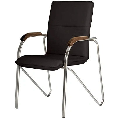 Конференц-кресло UA_EChair SAMBA Chrome к/з черный/орех (V-4 1.031)