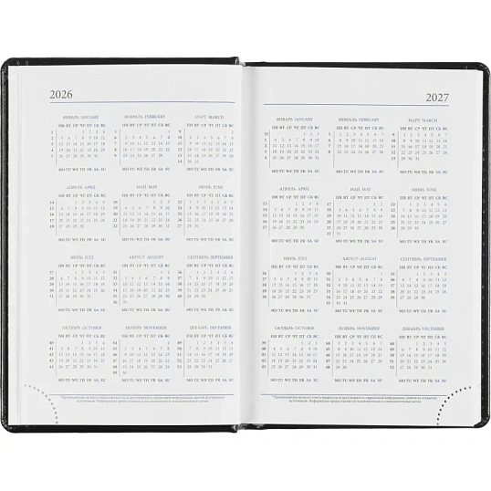 Ежедневник датированный 2026, черный,А6, 100х150 мм,336 стр,Agenda