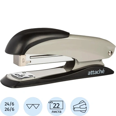 Степлер Attache № 24/6 до 22л., серо-черный
