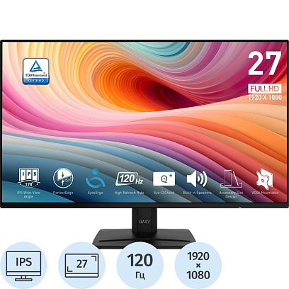 Монитор MSI PRO MP271A E2 27 16:9 FHD IPS HDMI DP VGA, Tilt, 120HZ, Black
