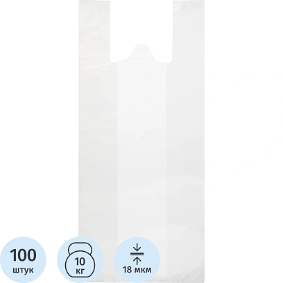 Пакет-майка на бутыль 19л ПНД, 32+20x68см, прозр, 18мкм, 100шт./уп
