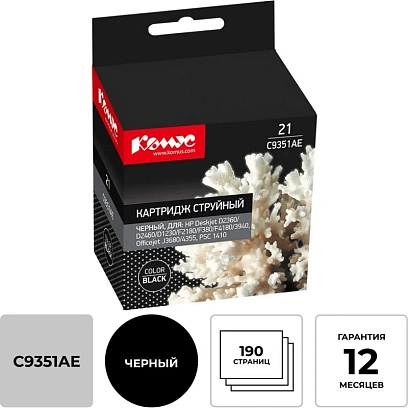 Картридж струйный Комус 21 C9351AE чер. для HP DJF380/3940/D1360