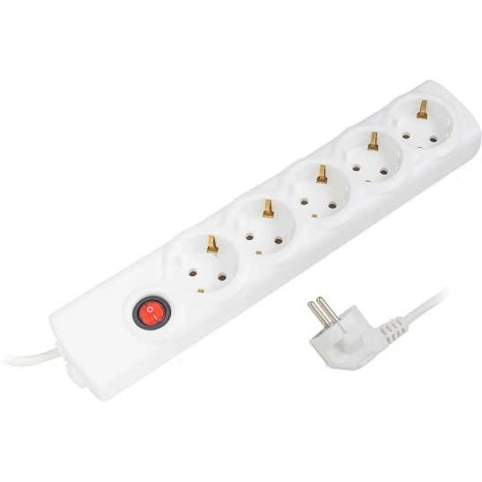 Сетевой фильтр BigTech BT510-1,5-W(5р/1,5м/10А/2,2кВт/3х0,75 мм2/белый)