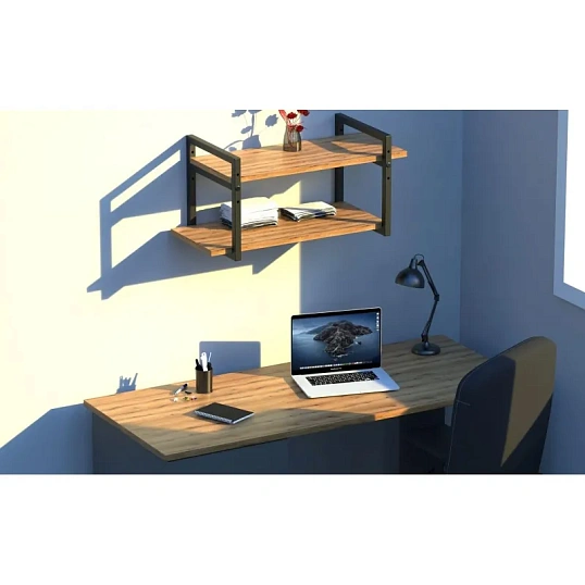 Полка TI_настен/настоль Комус Онега-7 290х580 мет чер/ЛДСП дуб вотан