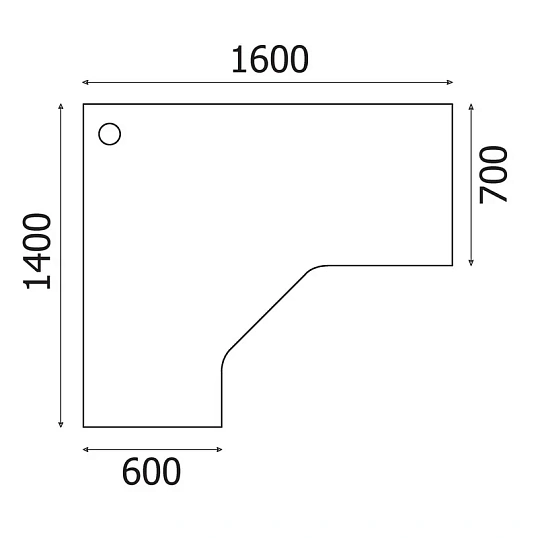 Стол угловой Этюд Т20.34 (047,048,306) левый бук 55 1600х1400