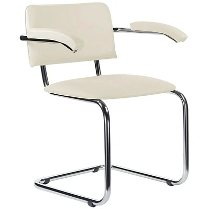 Стул UP_конференц Silwia Arm (Сильвия АРМ) каркас хром, к/з бежевый Z21
