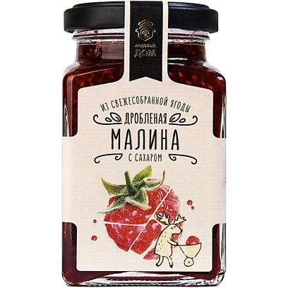 Десерт малина Медовый Дом дроблёная с сахаром, 290г