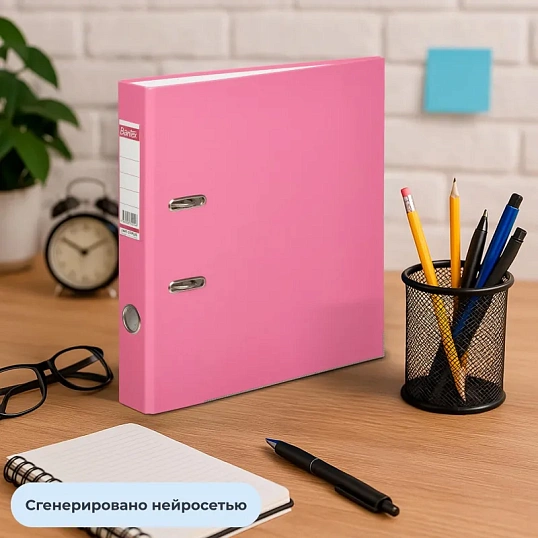 Папка-регистратор ECONOMY PLUS, 50мм, фуксия, ПБП1, карм.кор.,мет.уг